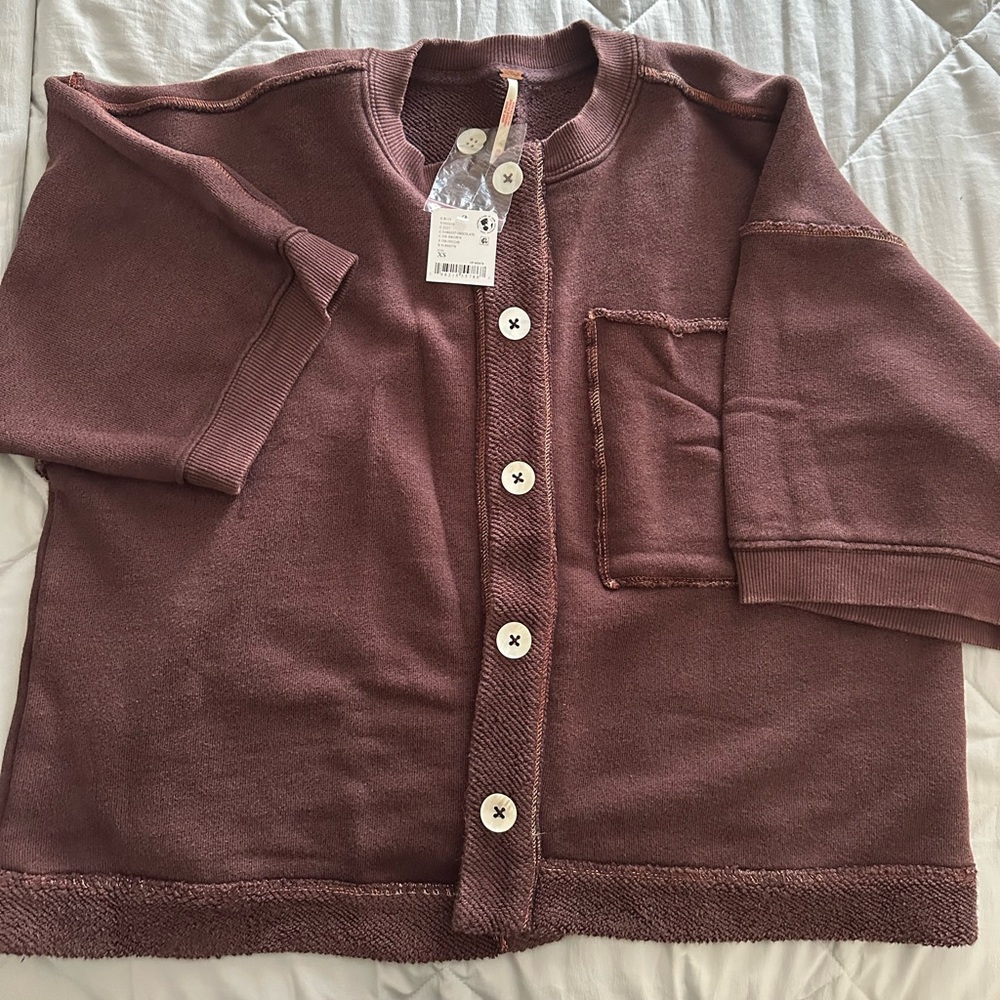 Free People Matilda Cardigan Chocolate XS